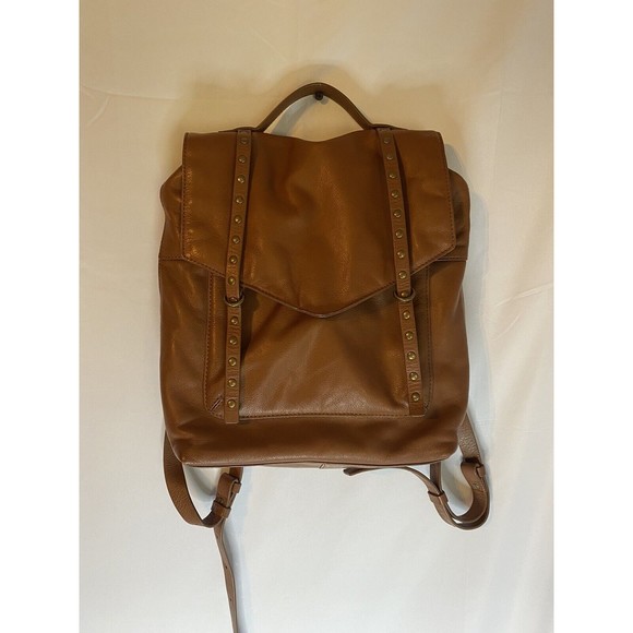 Lucky Brand Handbags - Lucky Brand Geniune Leather Brown Studded Back Pack Purse Sling Handbag Boho